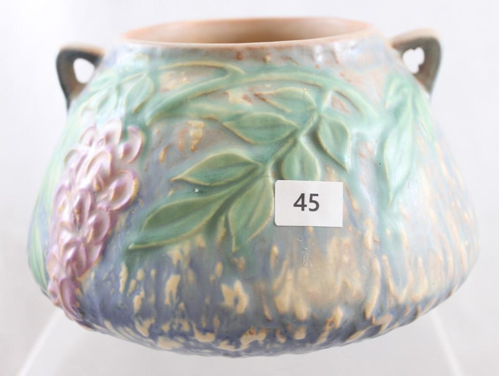 Roseville Wisteria 242-4" vase, blue - Sweet!