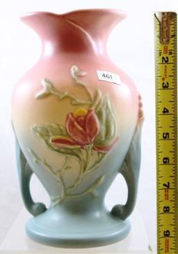 Hull Magnolia 2-8.5" vase, pink/green