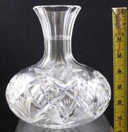 American Brilliant Cut Glass 7.5"h carafe, Fans and Diamond shapes