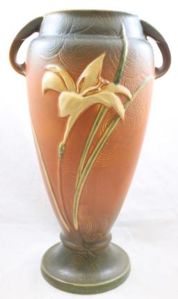 Roseville Zephyr Lily 141-15" vase, brown