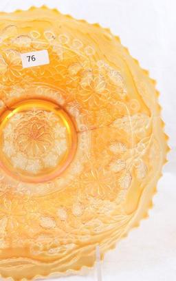 Carnival Glass Fenton Leaf Chain/Bearded Berry 9.25"d plate, marigold