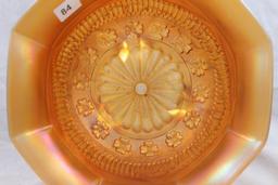 Carnival Glass Northwood Rosette 3.5"h ftd. bowl, marigold