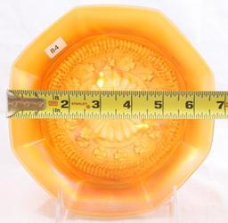 Carnival Glass Northwood Rosette 3.5"h ftd. bowl, marigold