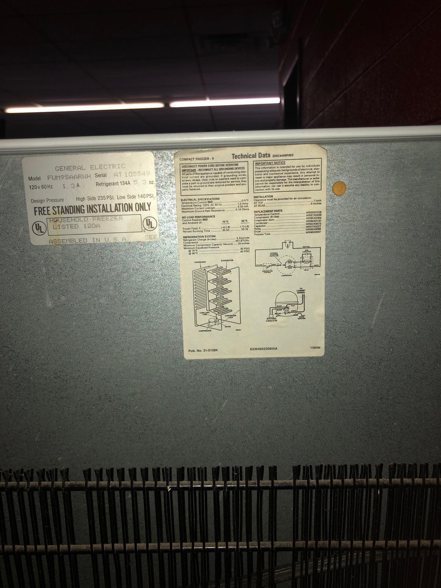 GE 1/2 size upright freezer, 4.5' tall