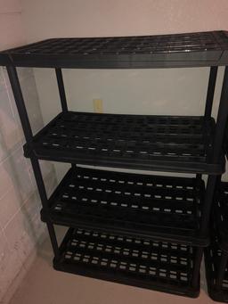 (8) 2' x 3' 4-tier plastic shelving units