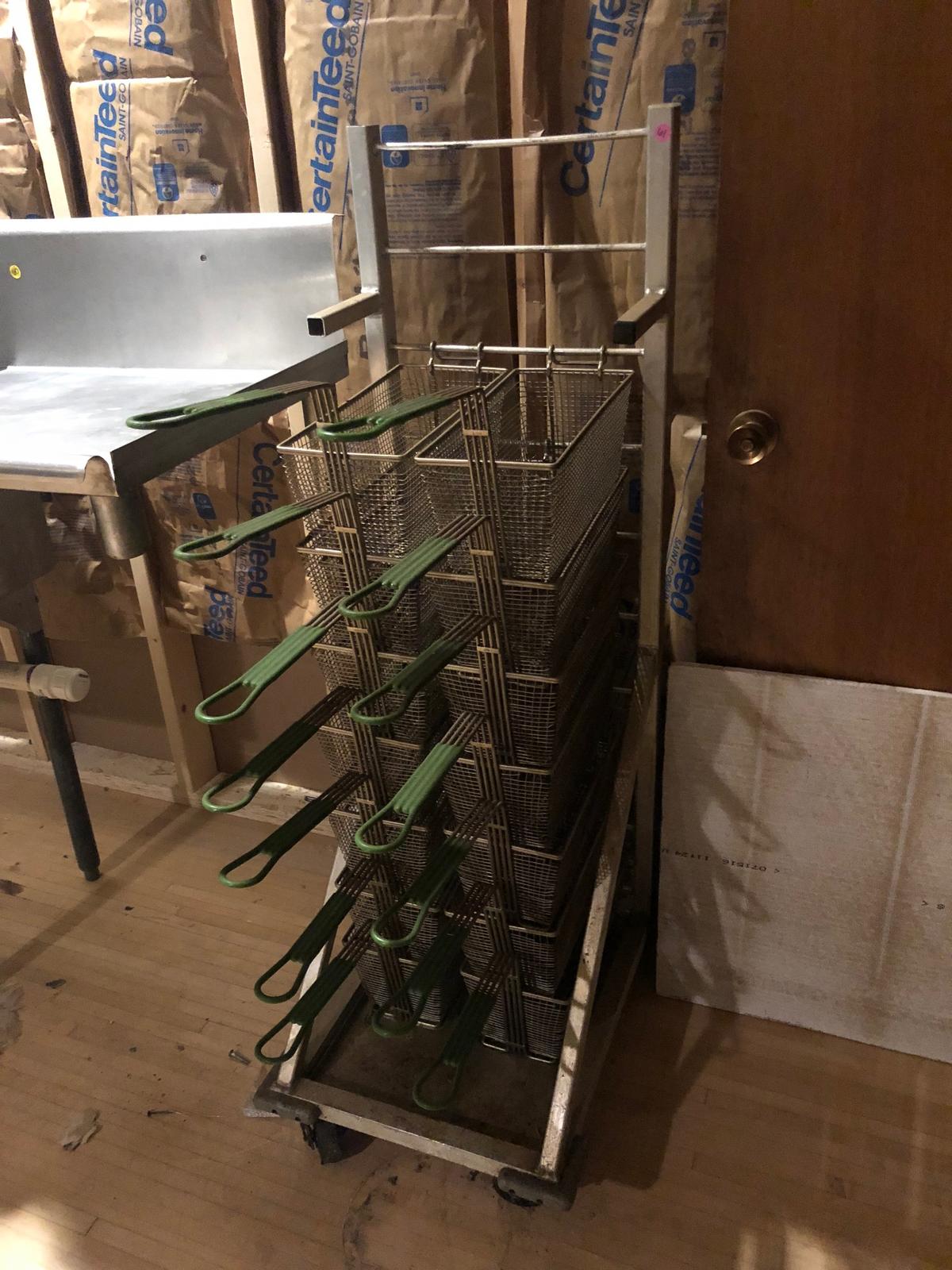 Fryer basket rack w/ (14) baskets