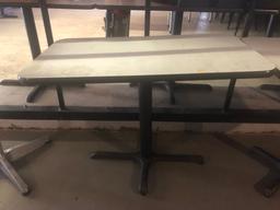 (3) oddball lamanated dining tables: 30" x 30"; 42" x 24"; & 36" round