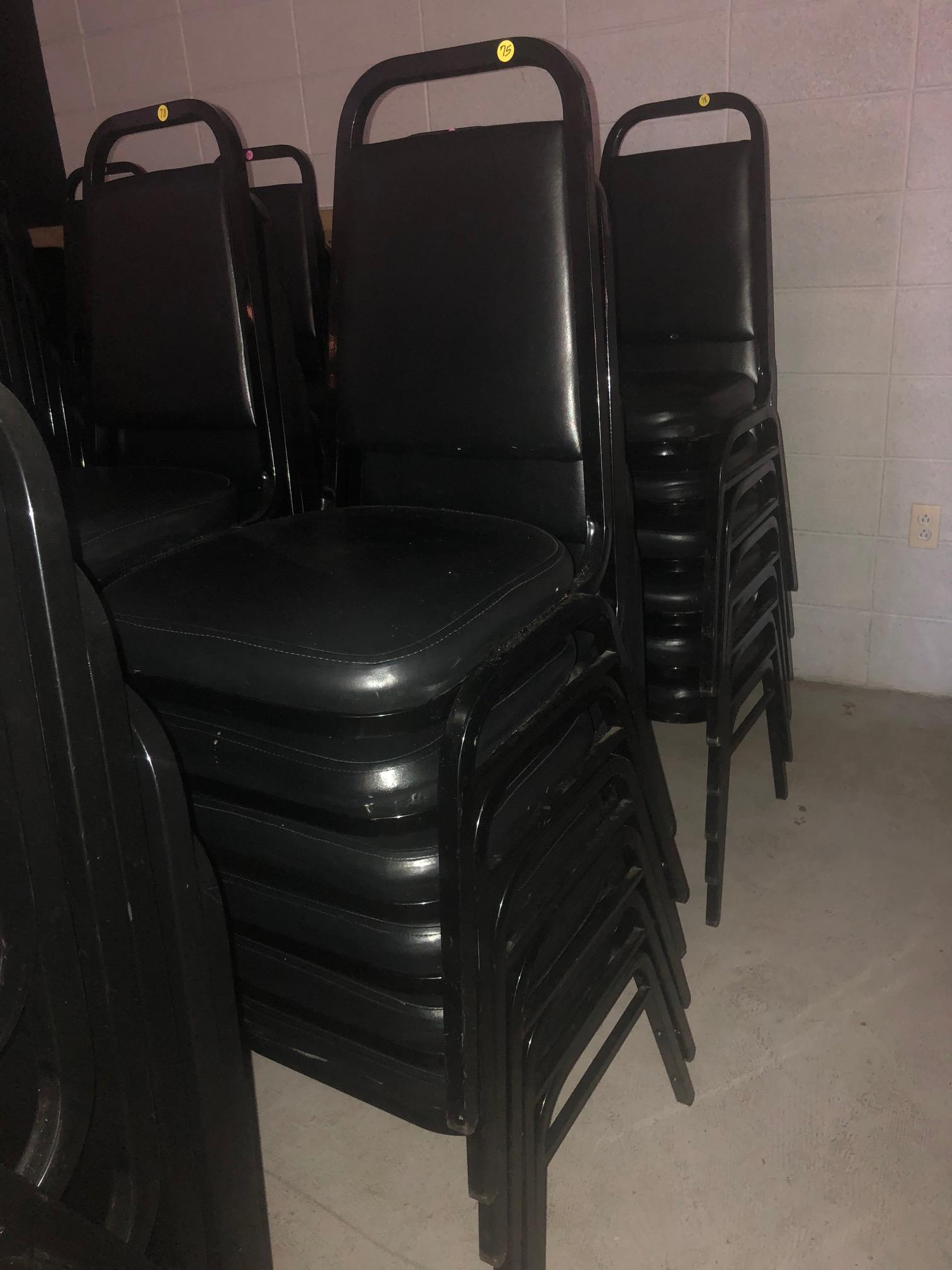 (12) dining chairs: black, padded seats, padded backs - estimated 90%+ are