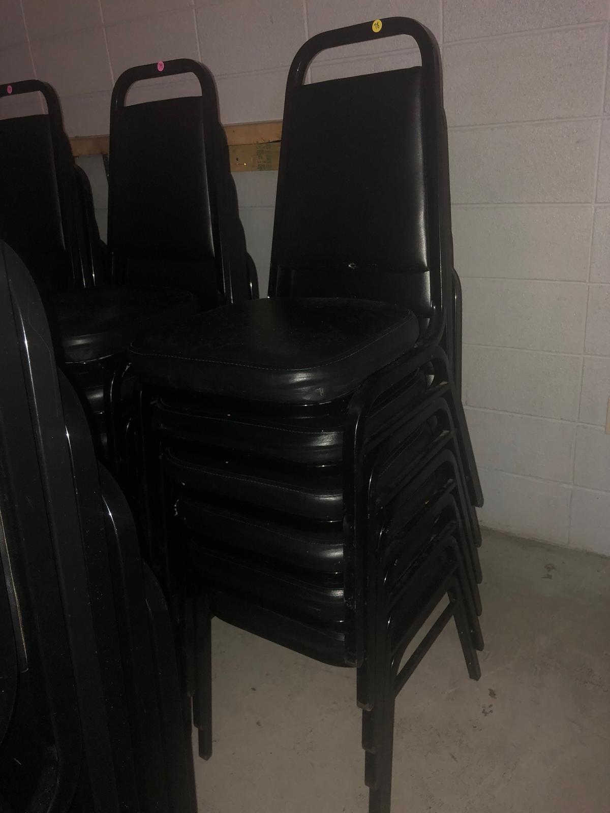 (12) dining chairs: black, padded seats, padded backs - estimated 90%+ are