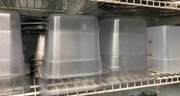 Third Shelf of pans, trays, etc. - mostly plastic