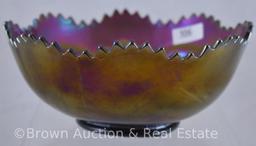 Carnival Glass Scroll Embossed 7"d x 3"h bowl, purple