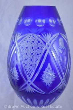 Pr. Cobalt-cut-to-clear 9.75"h vases