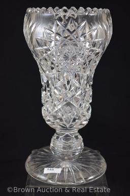 Cut Glass 10" tall vase, large Hobstars dominate