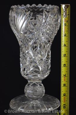 Cut Glass 10" tall vase, large Hobstars dominate