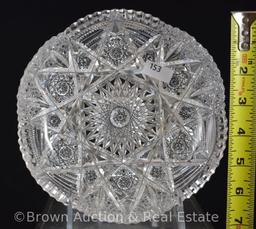 Cut Glass 7"d low bowl, busy pattern of Hobstars