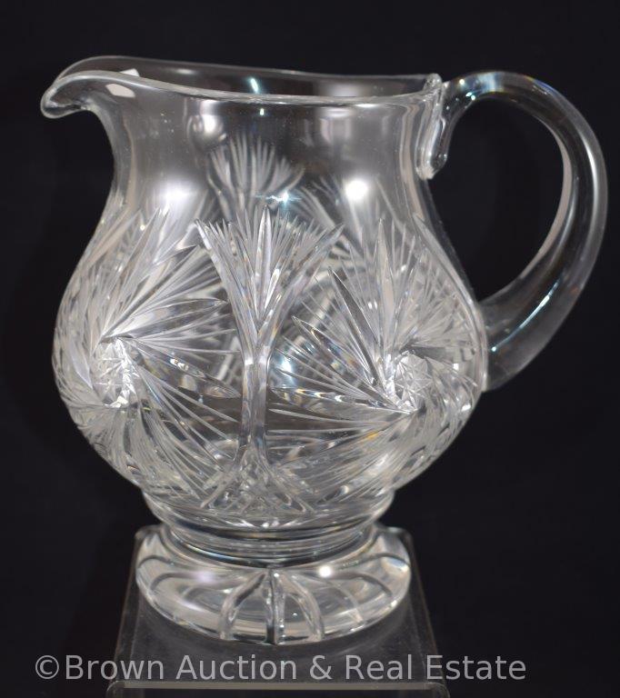 Cut Glass 8.5"h pitcher with large flashed Pinwheels