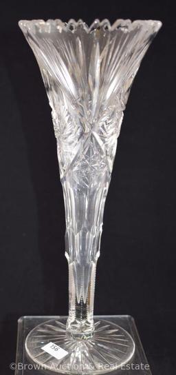 Cut Glass 12"h trumpet-shaped vase, Pinwheels and Fans