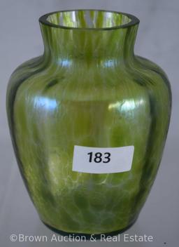 Loetz Oil-spot 4" vase, green