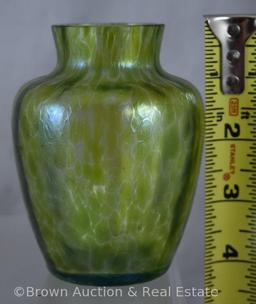 Loetz Oil-spot 4" vase, green