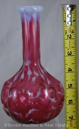 Fenton Cranberry opalescent Daisy and Fern 7" bitters bottle