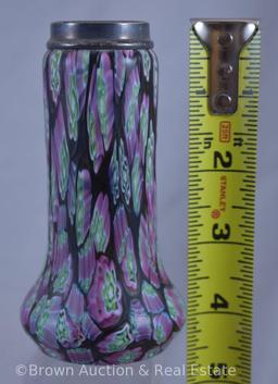 4.5" tall vase in Millefiori technique, Sterling Hallmarks rim