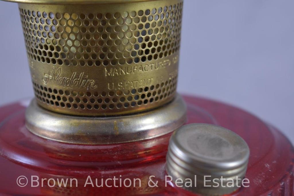 Ruby red Aladdin Lincoln Drape kerosene lamp