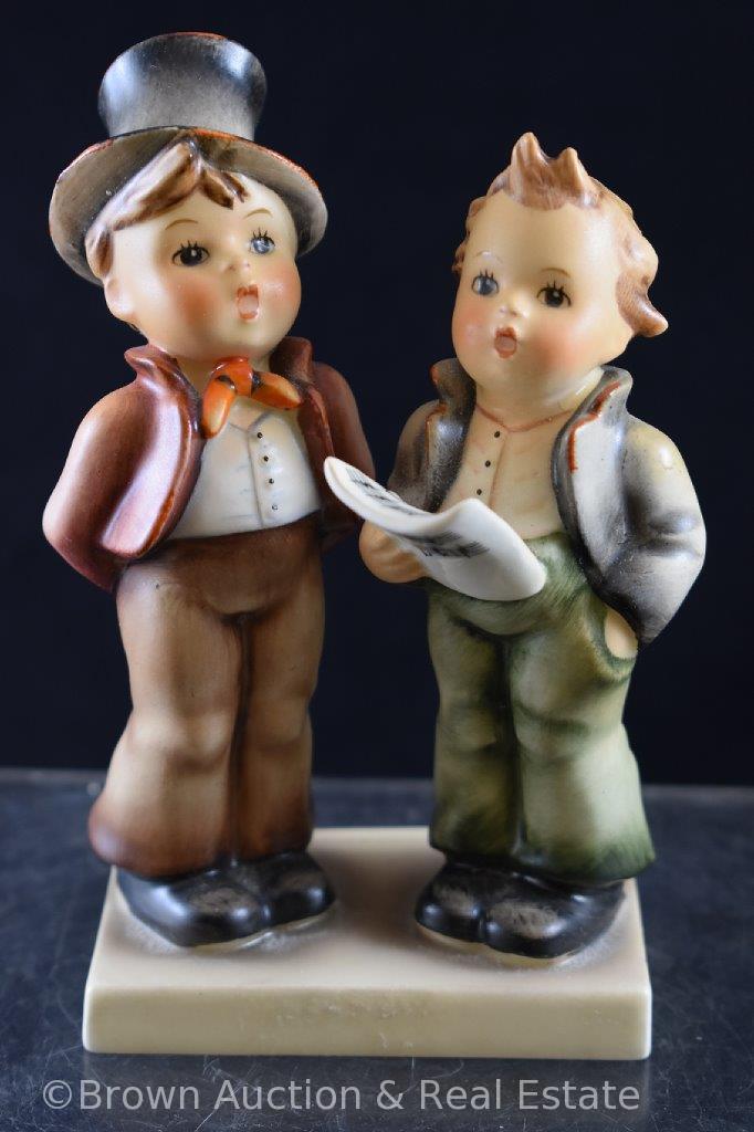 (3) Hummel figurines, 4.5"-5.5" tall, various 50's marks (2 have damage, one on hat and other on