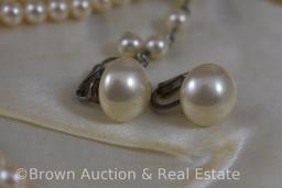 Pearl 3-strand choker necklace and earrings