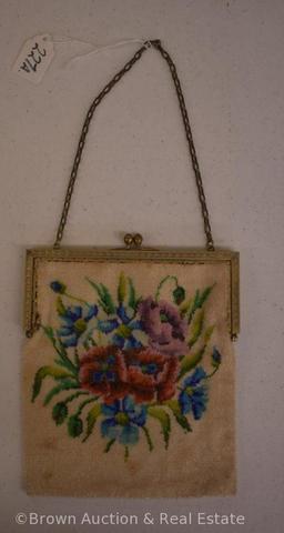 Vintage beaded purse, colorful flowers