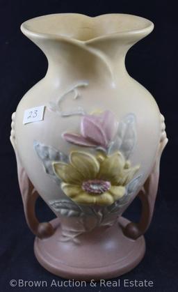 (2) Hull pottery Magnolia 8.5"h vases, #1 and #2