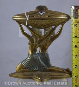 Vantines Egyptian Revival Art Deco incense burner with lid, Made in France