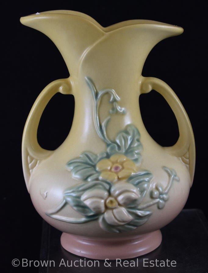 (2) Hull pottery 7.5"h vases, Wildflower and Iris