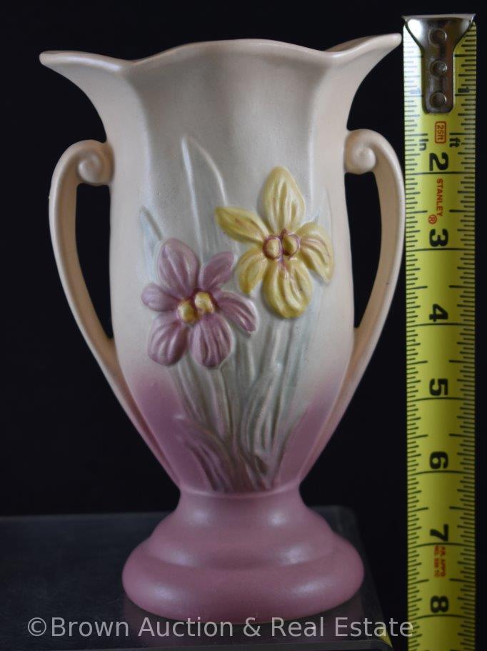 (2) Hull pottery 7.5"h vases, Wildflower and Iris