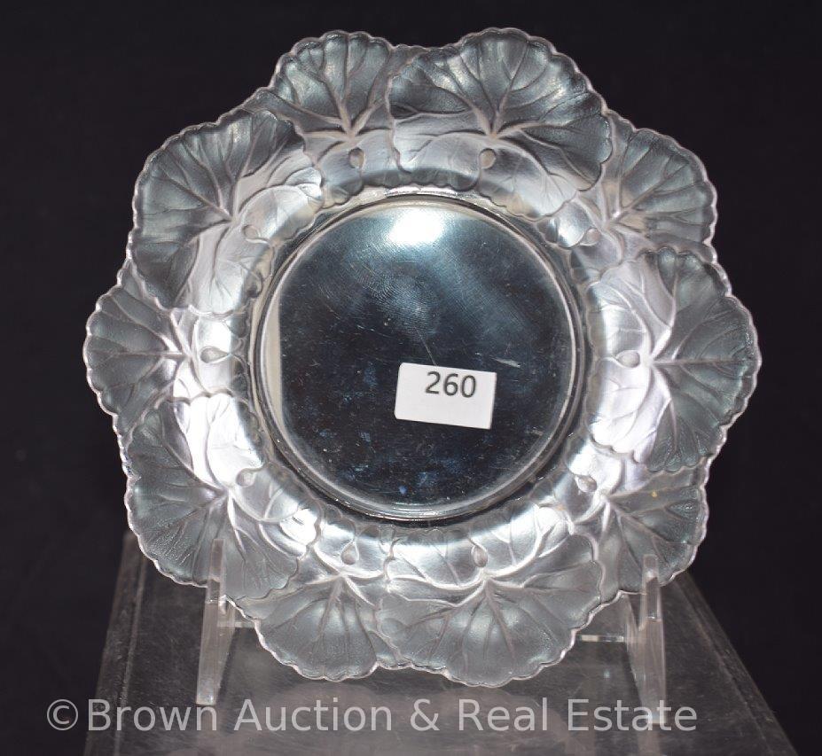 Lalique France Honfleur Glass Crystal 6"d dish, signed
