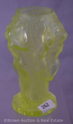 Desna glass "Grape Harvest" vase, 5"h, vaseline