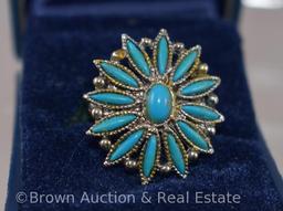 Matching turquoise ring and brooch