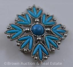 Matching turquoise ring and brooch