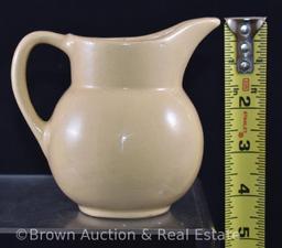 Watt Apple pottery pcs.: 4.5"h pitcher/creamer, 4.5" salt and pepper shakers