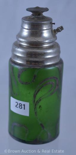 Art Glass green 5"h perfume bottle