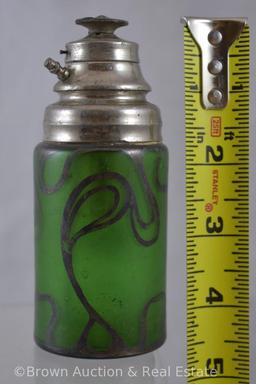 Art Glass green 5"h perfume bottle