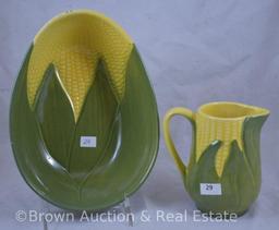 (2) Shawnee Corn King pcs: 5" creamer; 7"x9" oval deep bowl