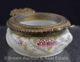 (3) Wavecrest vanity pin or trinket box, all decorated with flowers and have gold gilt collars with