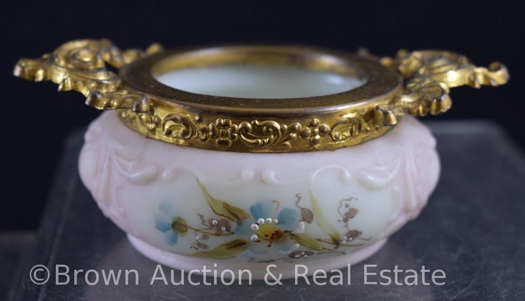 (3) Wavecrest vanity pin or trinket box, all decorated with flowers and have gold gilt collars with