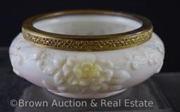 (3) Wavecrest pieces: 2-Dresser boxes with gold collars, 5.5" round dia. and 3.25" sq. dia.; 1-4"h