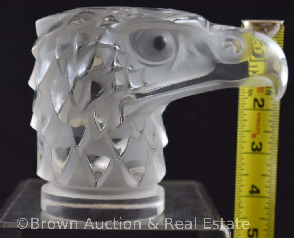 Signed Lalique France Tete D'Aigle frosted Eagle head paperweight