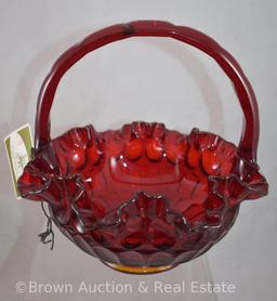 (2) Mrkd. Fenton ruby red baskets