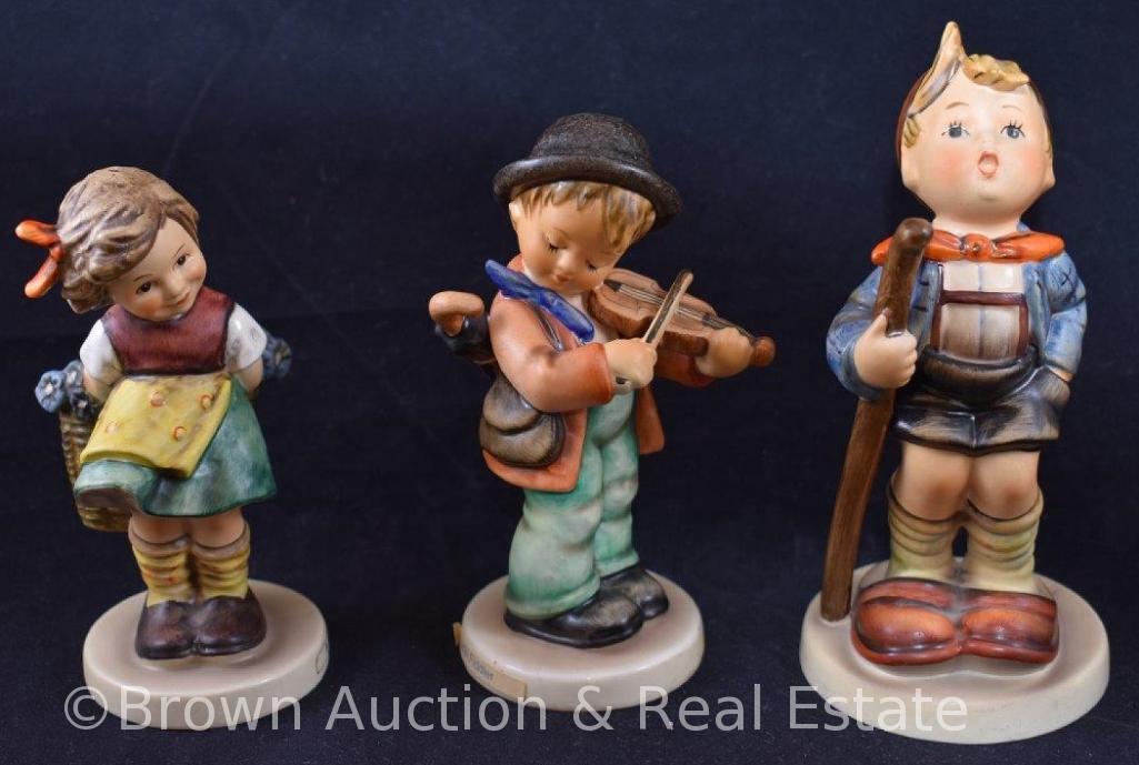 (3) Hummel figurines: 4.5"-5.5" tall, 70's marks