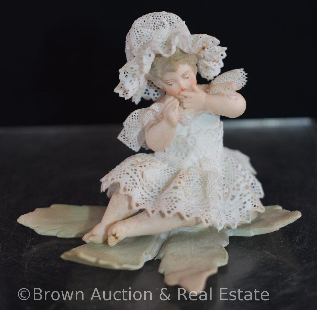 (4) Meissen infant figurines in lacy clothes and hats (No. 133A thru 133D) (some slight damage on