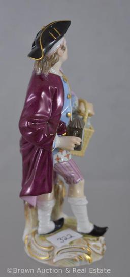 (2) Meissen figurines: No. 94 Lady with hand mirror, 6"; No. 89 Night Watchman, 5.5"h