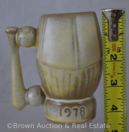 Frankoma 4.25"h baseball mug, 1978